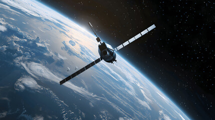 Modern satellite orbiting Earth