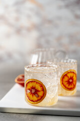 Cold water with red orange