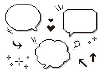ドット絵風の吹き出しとアイコンセット