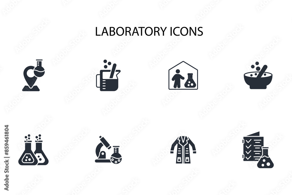 Poster laboratory icon set.vector.editable stroke.linear style sign for use web design,logo.symbol illustra
