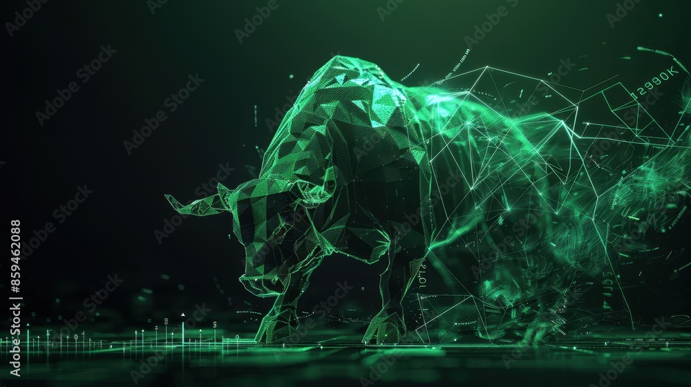 Sticker the digital green bull