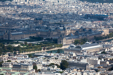 Fototapeta premium Aerial view of the Louvre museum in Paris
