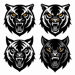 set of black and white tiger