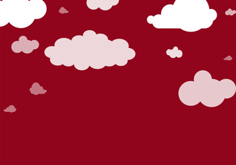 Cloud and Red Sky background, pastel paper cut design vector
