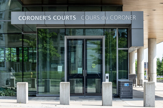 Toronto Canada, June 20, 2024; The entrance to the Coroner's Court on Morton Shulman Avenue in Toronto