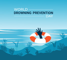 World Drowning Prevention Day. July 25. Template for background with banner, poster and card. Vector illustration. flat design.