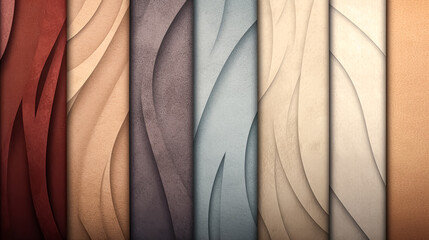 A series of different colored paper strips with a wave pattern