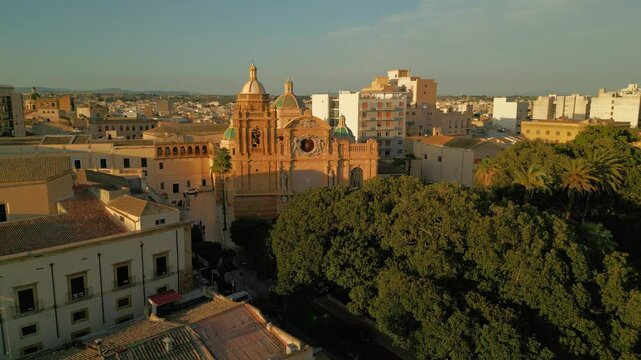 Aerial view with drone of Mazara del Vallo Sicily. Aerial view with drone of Lungomare Mazara del Vallo Trapani Sicily 