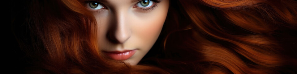 Beautiful laughing brunette model girl with long curly hair . Smiling woman hairstyle wavy curls . Fashion , beauty and makeup portrait