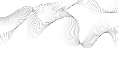Fototapeta premium Abstract grey, white smooth element swoosh speed wave modern stream background. Wave with lines created using blend tool. Abstract frequency sound wave lines and twisted curve lines background.