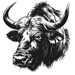 Fototapeta premium A black and white drawing of a bull 's head