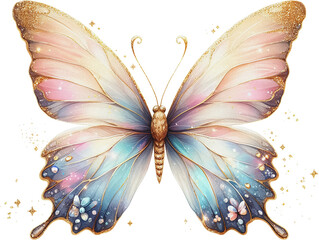 Gold butterfly beautiful wings clipart cut out transparent background