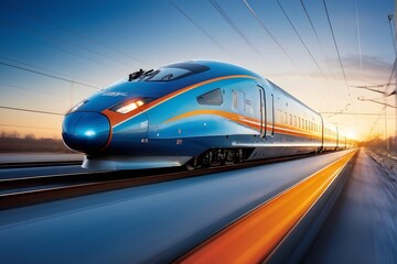 high speed train with an aerodynamic nose modeled after the beak of a kingfisher