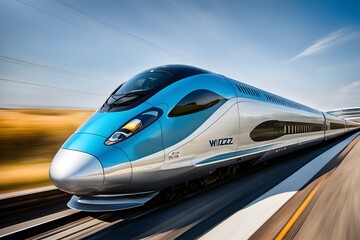 Obraz premium high speed train with an aerodynamic nose modeled after the beak of a kingfisher