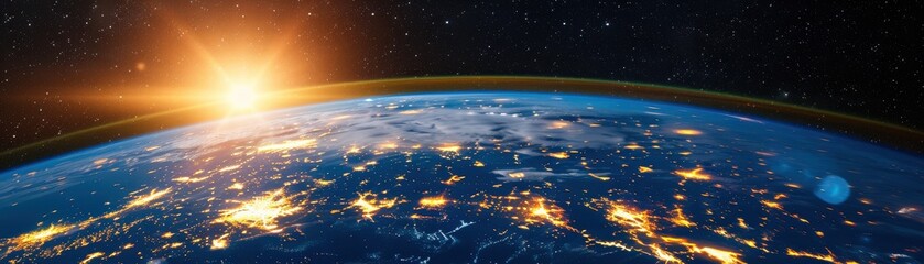 Earth from Space with a Starry Background