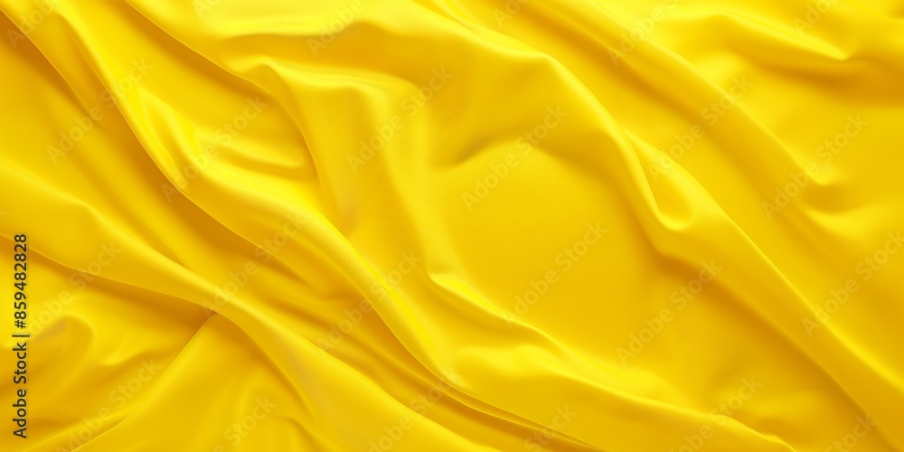 Aufkleber a soft wave of yellow fabric with a smooth satin texture, creating a vibrant and elegant design.