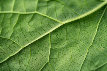 Obraz premium Green leaves with detailed veins, highlighting their textured surface and natural growth.