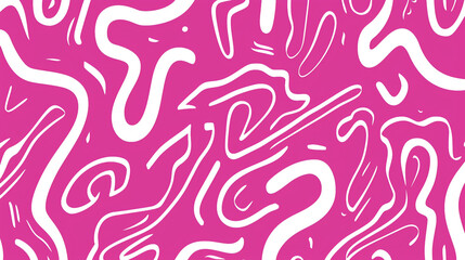 Fun pink line doodle seamless pattern. Creative abstract squiggle style drawing background for children or trendy design with basic shapes.