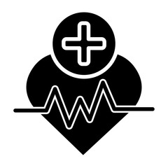 Fototapeta premium Heart Beat Vector Glyph Icon