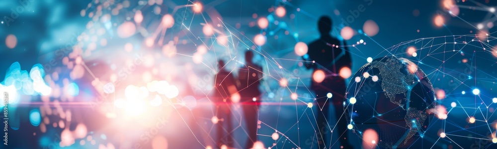 Poster global business structure networking and data exchanges