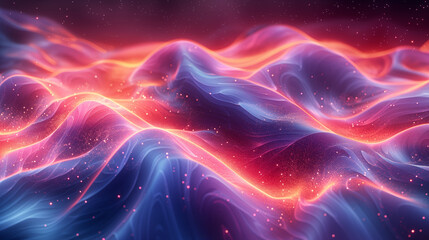 Vibrant cosmic waves of energy swirling in celestial space, illuminating the starry universe with mesmerizing colors. Concept of beauty, mystery, and infinity of the cosmos.