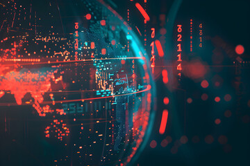 Fototapeta premium A glowing globe with digital data streams.