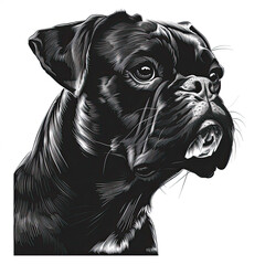 Obraz premium A black and white drawing of a Boxer dog