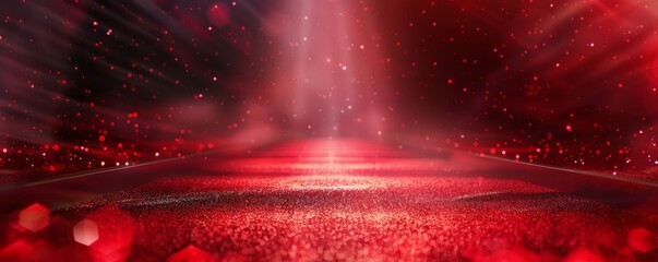 Elegant red carpet for award luxury public event, panorama banner. Generative AI.