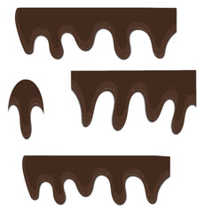 cartoon chocolate drips dripping golden delicious chocolate  coffee flow natural sweets splashes and chocolate syrup drops set