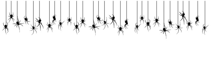 Hanging spider silhouette illustration  background halloween day