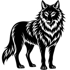 Illustration of, Black Wolf, Howling