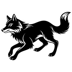 Illustration of, Black Wolf, Howling