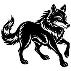 Illustration of, Black Wolf, Howling