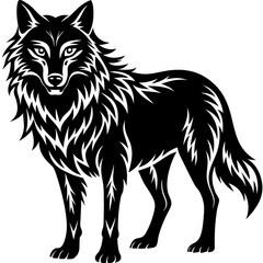 Illustration of, Black Wolf, Howling