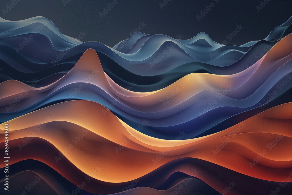 Poster abstract colorful waves in motion futuristic digital art with gradient layers