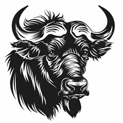 Obraz premium A black and white drawing of a bull 's head