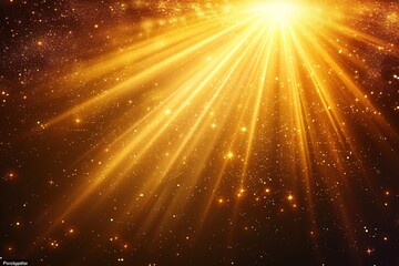 Vector golden sun light effect. Glowing sunrays on black background. Stock royalty free vector.