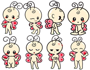 Clip art little butterfly character act cute