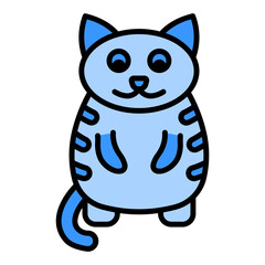 Cute Cat Blue Filled
