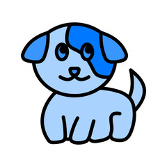 Cute Dog Blue Filled