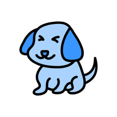 Cute Dog Blue Filled