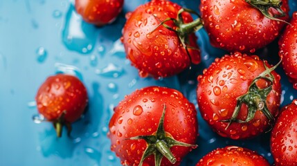 Fresh Tomatoes with Water Droplets