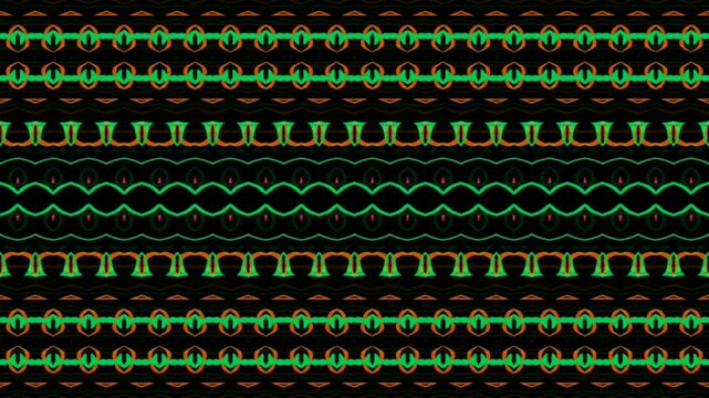 Fractal motion graphics with beautiful textures. Geometric background with dynamic changing motion of various different retro ornament patterns.
