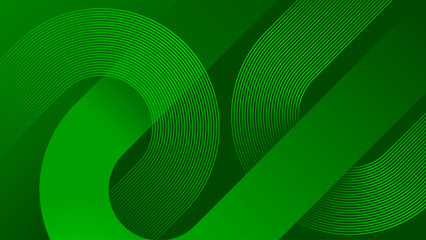 Geometric shape gradient green background. Abstract modern curved lines design illustration. Suit texture for web, banner, brochure, flyer, poster.