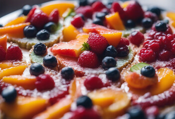 A vibrant fruit tart with a shiny glaze isolated on transparent background