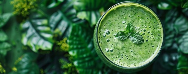 Superfood smoothie in a lush, alien jungle, SEO drinks, alien jungle