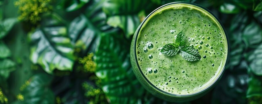 Superfood smoothie in a lush, alien jungle, SEO drinks, alien jungle