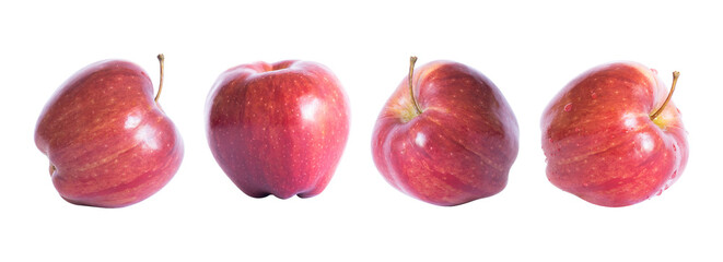 set of fresh apple isolated on white background