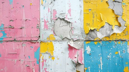 Colorful Weathered Grunge Placard Posters on Torn Background