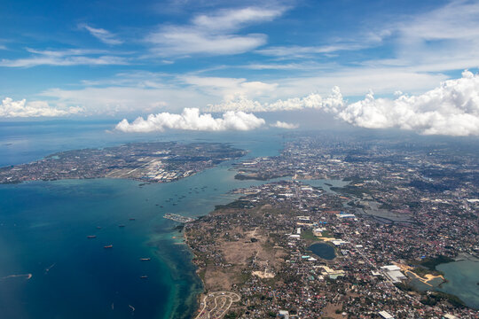 Aerial view of Mactan Island and the Cebu metropolitan area - Cebu, Philippines